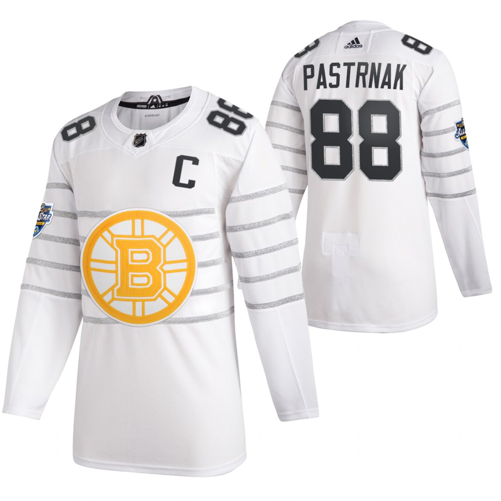 Men's Boston Bruins #88 David Pastrnak 2020 White All Star Stitched NHL Jersey